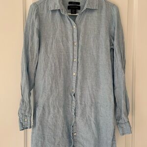 Tahari Sky Blue 100% Linen Shirt